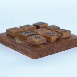 Jeu de morpion XO en bois de palmier