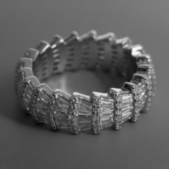 Bague en Argent 925 Entièrement Sertie de Zircons