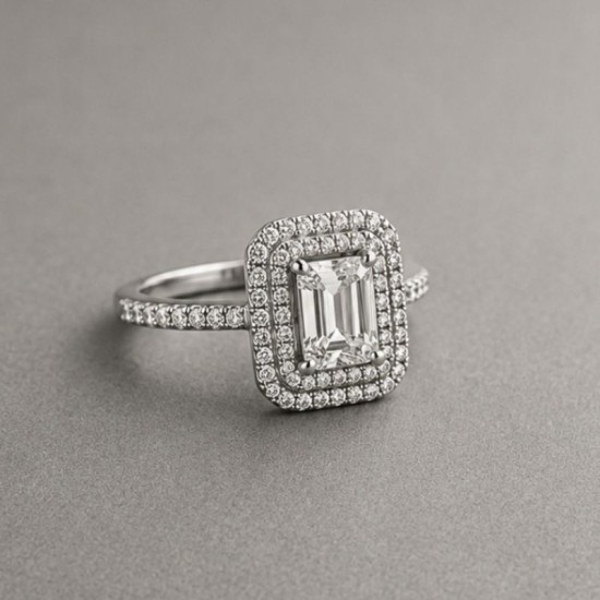 Bague Rectangulaire en Argent 925 Sertie de Zircons